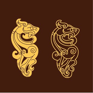 古风金色龙形装饰图案