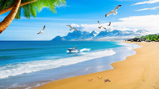 沙滩海景背景墙