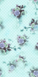 淡蓝底花卉图案布料