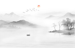 水墨山