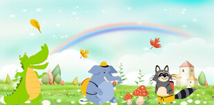 卡通动物儿童房背景