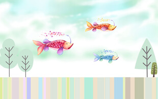 卡通鱼背景墙