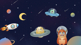 卡通太空背景墙