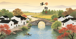 江南水乡秋景图