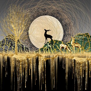 抽象艺术麋鹿画