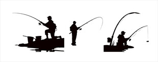 剪影中的钓鱼者