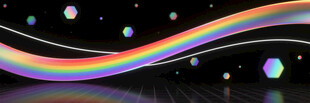 梦幻彩虹线条与光斑背景