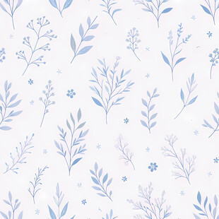 蓝紫色植物花卉无缝图案