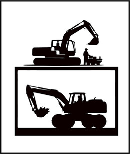 挖掘机剪影图案设计