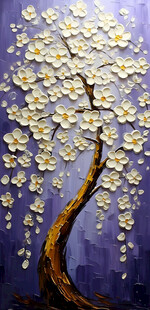 原创客厅高档装饰油画手绘发财树