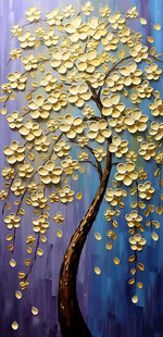 原创客厅高档装饰油画手绘发财树