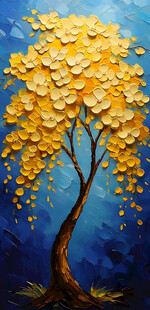 原创客厅高档装饰油画手绘发财树