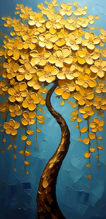 原创客厅高档装饰油画手绘发财树