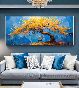 原创客厅高档装饰油画手绘发财树