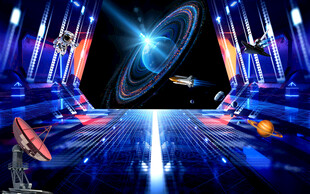 3D立体宇航员太空舱背景墙