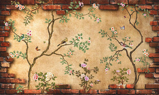 新中式花鸟背景墙