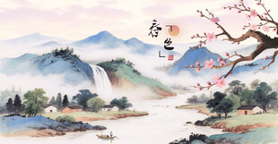 水墨山水间的春日景致