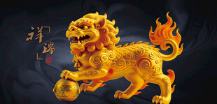 金色麒麟雕狮子