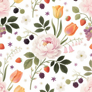 花卉水果图案的精美壁纸