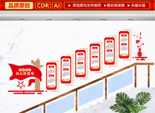 核心价值观楼梯文化墙