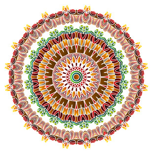 多彩圆形曼陀罗图案