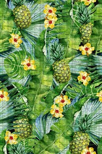 菠萝绿叶花卉图案背景