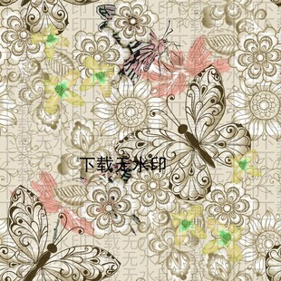 花卉蝴蝶复古风图案设计
