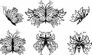 素描蝴蝶素材黑白花奔线条艺术