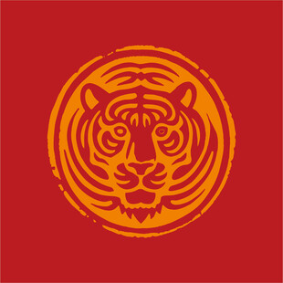 红色背景上的老虎图案