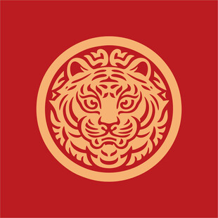 圆形金虎纹图案