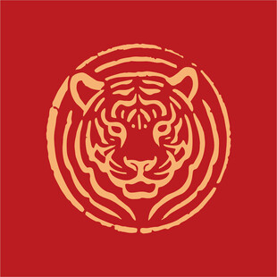 红色背景上的老虎图案