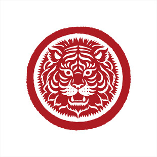 圆形老虎剪纸图案