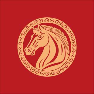 红色背景上的精美马头图案