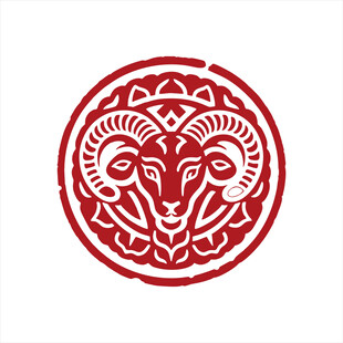 双羊头传统纹样图案