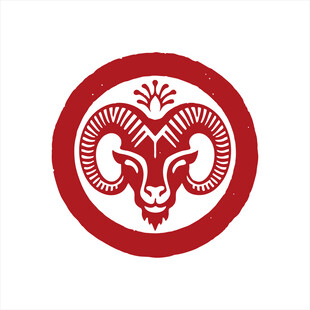 红色圆形羊头标志图案