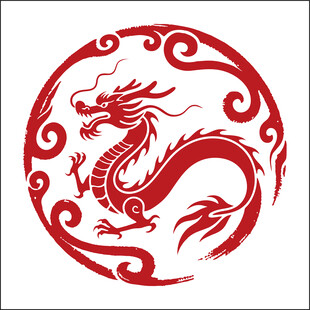 中式红底龙纹精美图案