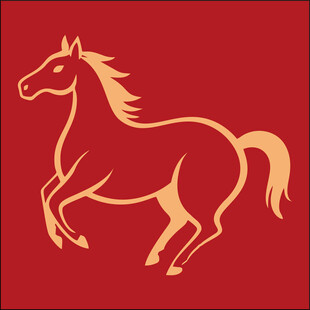 红色背景上的奔跑骏马