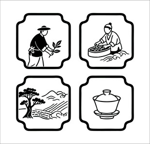 传统农事与生活场景插画