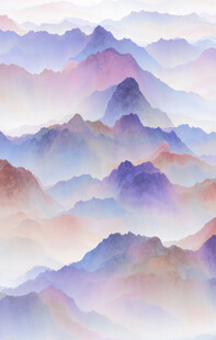 梦幻水彩风格山峦景观