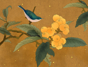中国风素雅花鸟橘子红了挂画