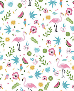 热带风情火烈鸟花卉图案