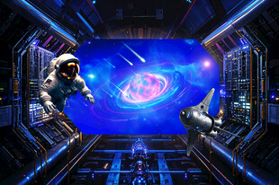 3D立体宇航员太空舱背景墙