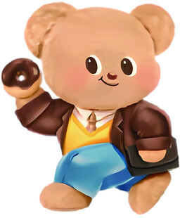 可爱小熊玩偶手持甜甜圈