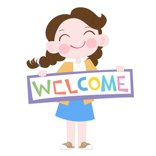 开学季小老师举牌欢迎新同学插画