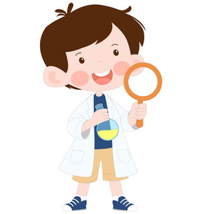 拿着放大镜做实验的小科学家插画