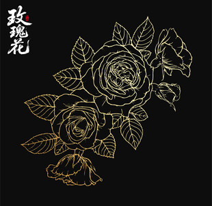 玫瑰花线稿