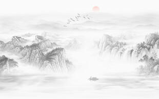 国画水墨山水画