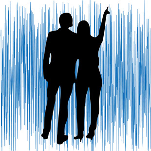 舞动的情侣剪影