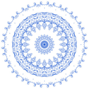 蓝色印花古典图案