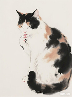 三色猫咪静坐图